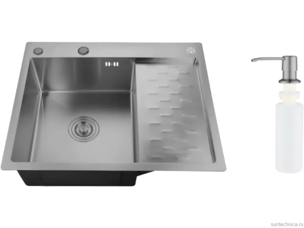 Мойка кухонная РМС MRK-6350BL-L c дозатором, графит