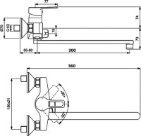 Смеситель с длинным изливом для ванны D-lin 452-6 D147452-6 хром Смеситель с длинным изливом для ванны D-lin 452-6 D147452-6 хром