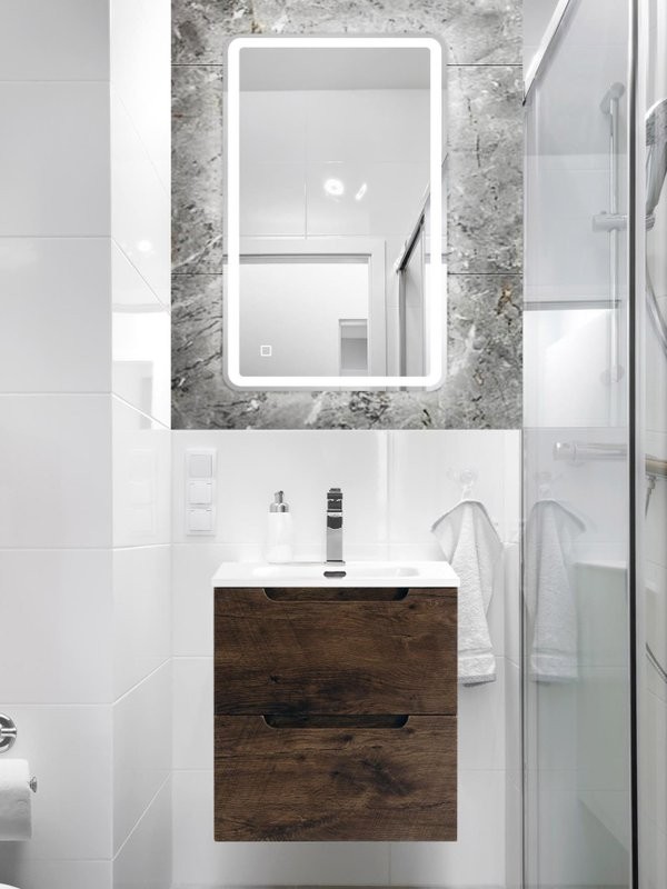 Тумба с раковиной BelBagno Etna 50 2 ящика, rovere moro