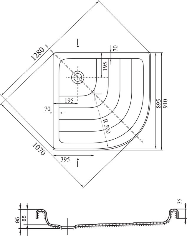 Поддон для душа Ravak Kaskada Ronda-90 LA с сифоном