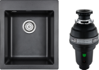 Комплект Мойка Paulmark Kante 40 PM104249-BL черный + Измельчитель Bone Crusher BC 1000-AS