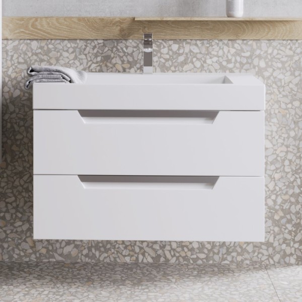 Тумба с раковиной Aqwella Cube 90 белая матовая