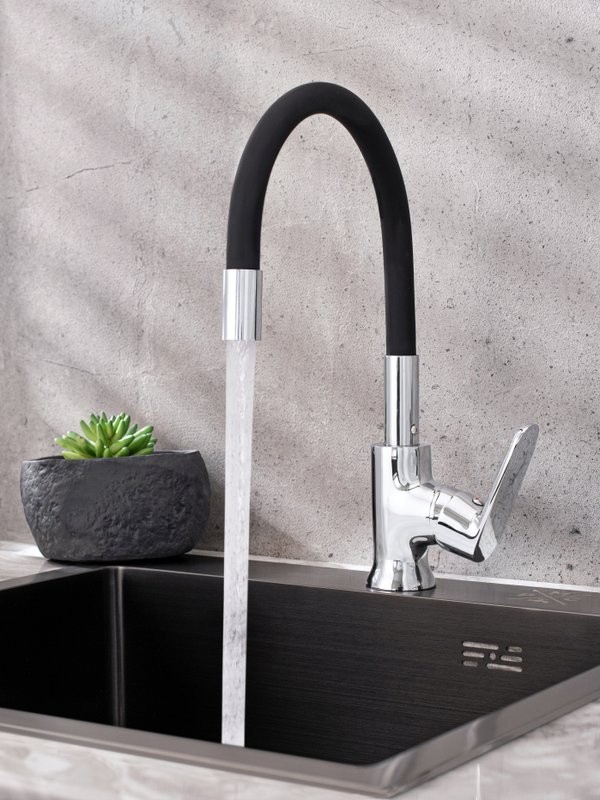 Смеситель для кухни РМС SL123BL SL123BL-016F-1 чёрный, хром