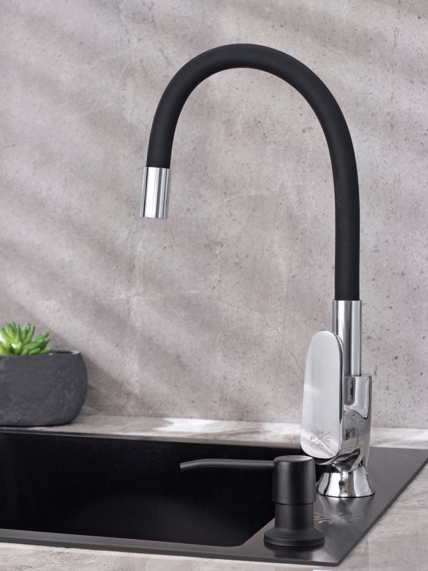 Смеситель для кухни РМС SL123BL SL123BL-016F-1 чёрный, хром