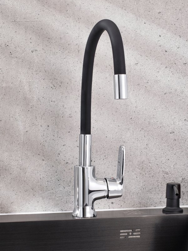 Смеситель для кухни РМС SL123BL SL123BL-016F-1 чёрный, хром