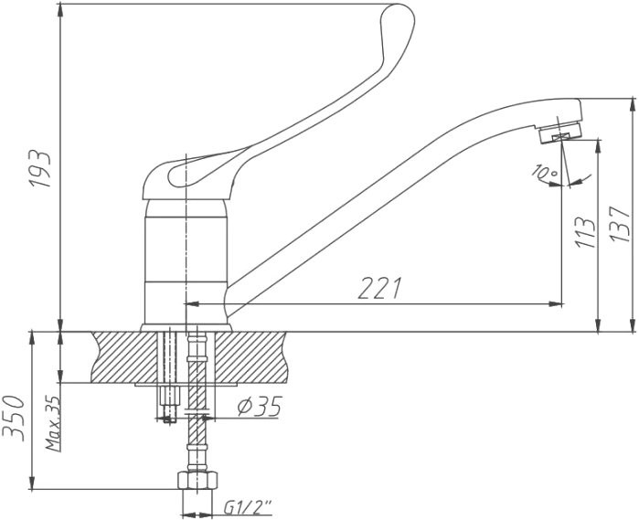 Смеситель для раковины Haiba HB4254 для медицинских учреждений