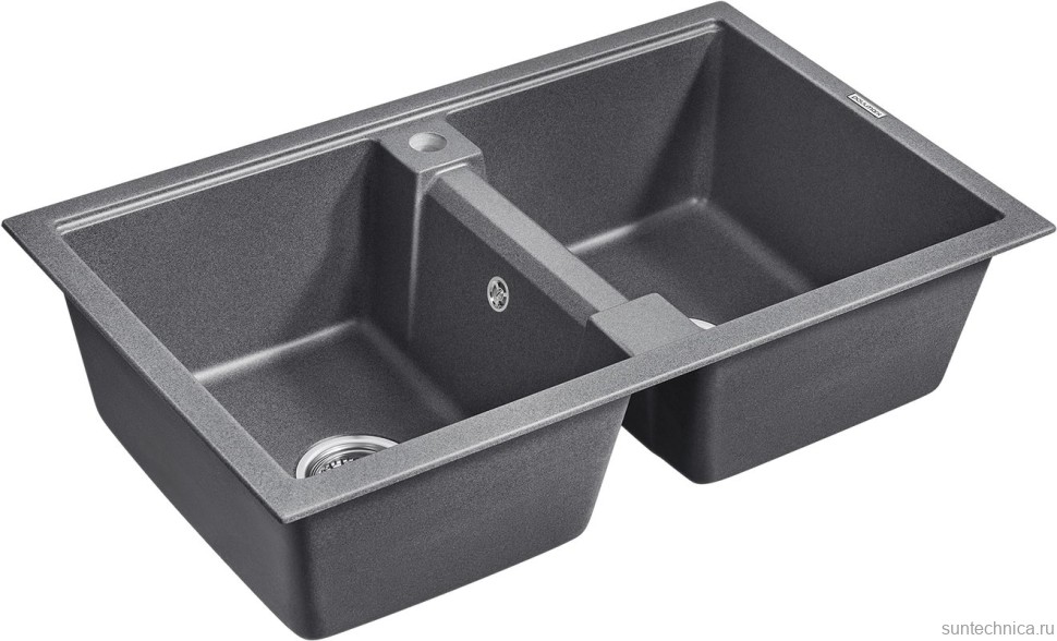 Комплект Мойка Paulmark Tandem 80/2PM238150-DG графит + Измельчитель Bone Crusher BC 1000-AS