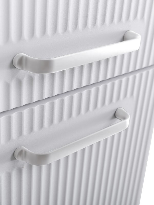 Шкаф-пенал для ванной BelBagno Due 40 подвесной, ручки белые, белый металлик