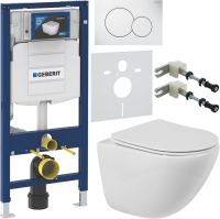 Комплект Унитаз подвесной BelBagno Amanda BB051CHR безободковый + Крышка BB051SC с микролифтом + Инсталляция Geberit Duofix UP 320 111.300.00.5 + Кнопка Sigma 01 115.770.11.5 белая + Крепления 111.815.00.1 к стене + Звукоизоляция