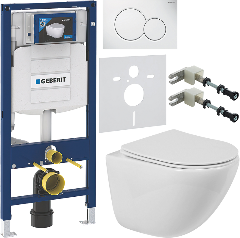 Комплект Унитаз подвесной BelBagno Amanda BB051CHR безободковый + Крышка BB051SC с микролифтом + Инсталляция Geberit Duofix UP 320 111.300.00.5 + Кнопка Sigma 01 115.770.11.5 белая + Крепления 111.815.00.1 к стене + Звукоизоляция