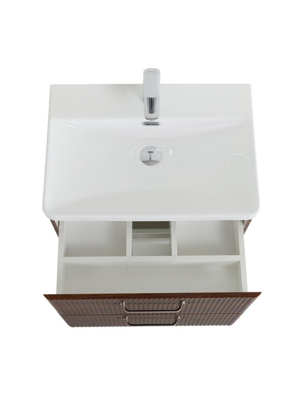 Мебель для ванной комнаты BelBagno Due 60 ручки матовый атласный никель, noce