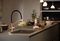 Смеситель для кухни Gappo G4398-1 с гибким изливом, бронза, черный