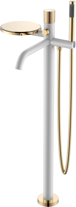 Напольный смеситель для ванны с душем Boheme Stick 129-WG.2 white touch gold