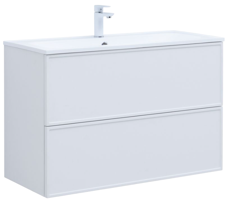 Тумба с раковиной Aquanet Арт 100 подвесная, белая матовая
