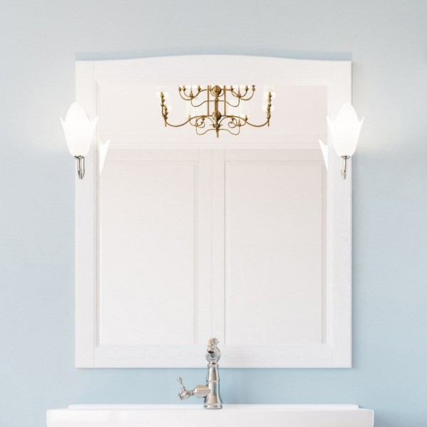 Зеркало ValenHouse Эллина 80 белое, основа светильника хром