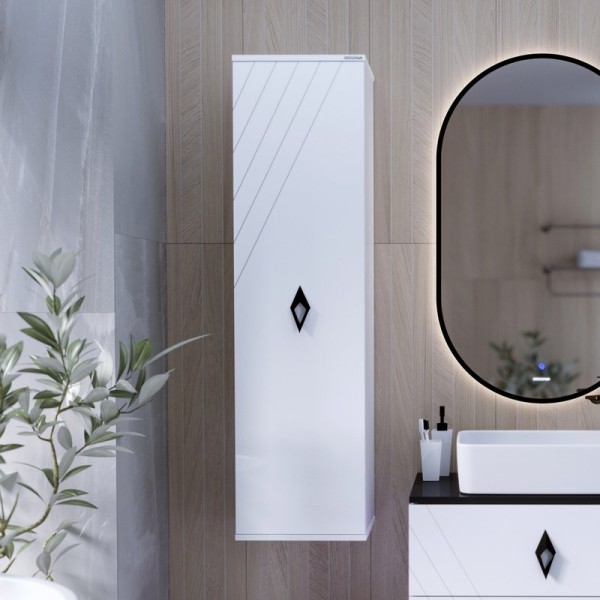 Шкаф пенал для ванной Grossman Вива 35 белый глянец