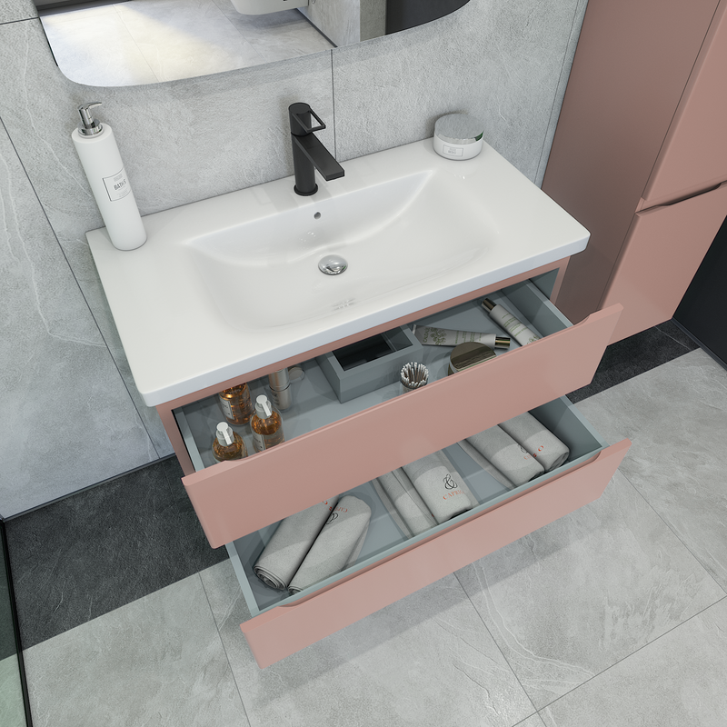 Тумба с раковиной Caprigo Forte 90 подвесная, пудра