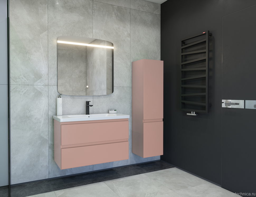 Тумба с раковиной Caprigo Forte 90 подвесная, пудра