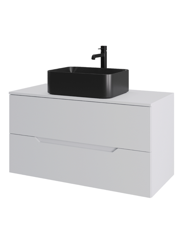 Мебель для ванной комнаты Orange Line 100 подвесная, 2 ящика, матовая белая с раковиной B02-460MB