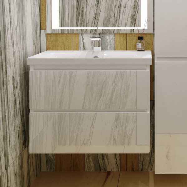 Тумба с раковиной Style Line Даймонд 80 Люкс Plus подвесная, белая