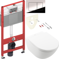 Комплект Унитаз подвесной Villeroy & Boch Subway 3.0 4670TS01 alpin, сиденье с микролифтом + Инсталляция TECE Now 9400412 4 в 1 с кнопкой смыва