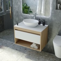 Тумба с раковиной Teymi Ritta 65 дуб эврика, матовая белая, раковина Lori 40