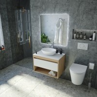 Тумба с раковиной Teymi Ritta 65 дуб эврика, матовая белая, раковина Lori 40