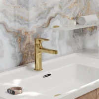 Смеситель для раковины Wasserkraft Neckar 2103 глянцевое золото PVD Смеситель для раковины Wasserkraft Neckar 2103 глянцевое золото PVD