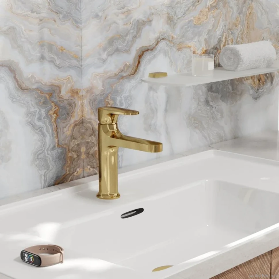 Смеситель для раковины Wasserkraft Neckar 2103 глянцевое золото PVD