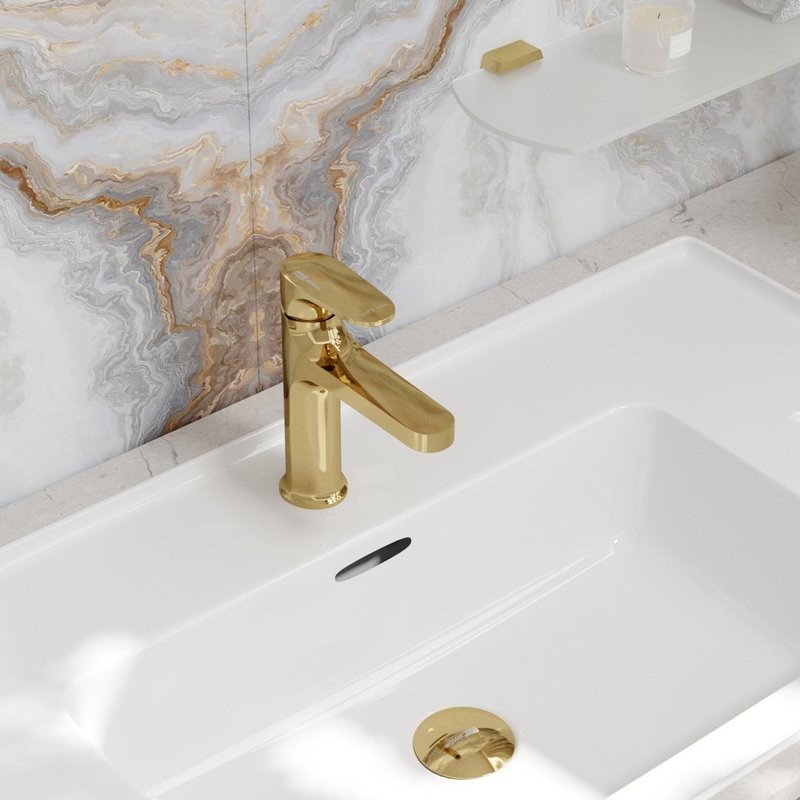 Смеситель для раковины Wasserkraft Neckar 2103 глянцевое золото PVD