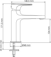 Смеситель для раковины Wasserkraft Neckar 2103 глянцевое золото PVD