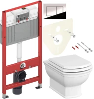 Комплект Унитаз подвесной VitrA Valarte + Крышка 124-003-009 с микролифтом + Инсталляция TECE Now 9400412 4 в 1 с кнопкой смыва