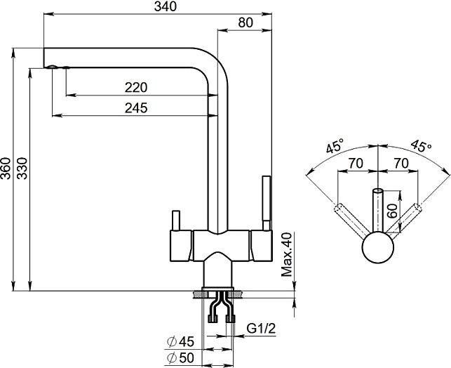 Смеситель для кухни Granula Kitchen Space 7011, графит матовый