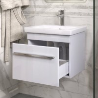 Тумба с раковиной Vigo Land 50 подвесная, белая, раковина Como 50