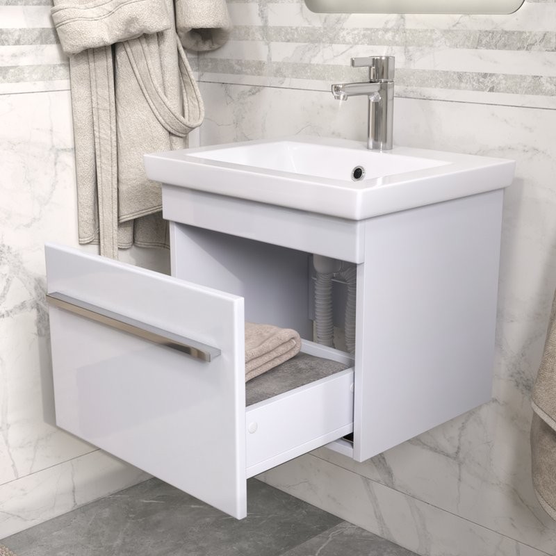 Тумба с раковиной Vigo Land 50 подвесная, белая, раковина Como 50