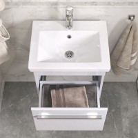 Тумба с раковиной Vigo Land 50 подвесная, белая, раковина Como 50