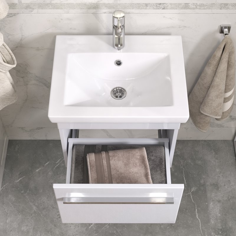 Тумба с раковиной Vigo Land 50 подвесная, белая, раковина Como 50