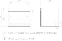 Тумба с раковиной Vigo Land 50 подвесная, белая, раковина Como 50
