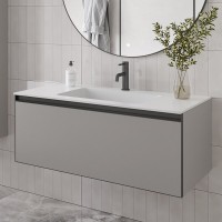 Тумба под раковину без столешницы Armadi Art Quatro 1 100 luna, профиль anthracite