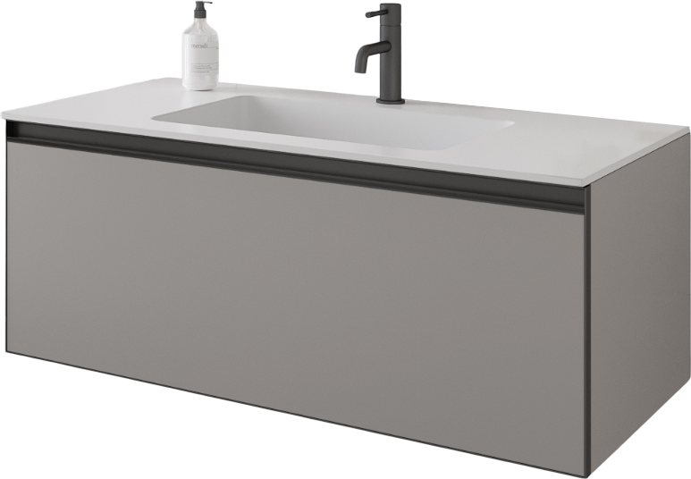 Тумба под раковину без столешницы Armadi Art Quatro 1 100 luna, профиль anthracite