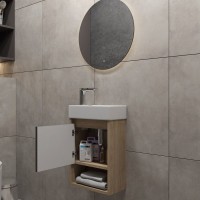 Тумба подвесная для ванной 37 см Teymi Nura корпус дуб фасад графит T60536