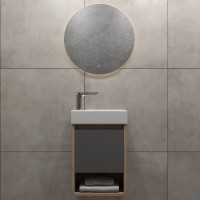 Тумба подвесная для ванной 37 см Teymi Nura корпус дуб фасад графит T60536