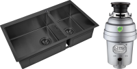 Комплект Мойка Zorg Inox PVD 78-2-51 L grafit + Измельчитель Inox D