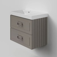 Тумба под раковину La Fenice CUBO Twin Cappuccino бежевая матовая 80 см Черная ручка