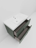 Тумба под раковину La Fenice CUBO Twin Cappuccino бежевая матовая 80 см Черная ручка