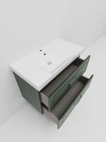 Тумба под раковину La Fenice CUBO Twin Cappuccino бежевая матовая 80 см Черная ручка