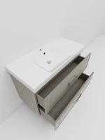 Тумба под раковину La Fenice CUBO Twin Cappuccino бежевая матовая 80 см Черная ручка