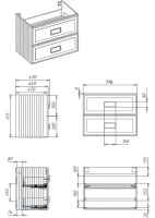 Тумба под раковину La Fenice CUBO Twin Cappuccino бежевая матовая 80 см Черная ручка