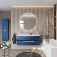 Тумба с раковиной Cezares Eco Cer-N 120 sapfiro, раковина Eco 120, ручки сатин