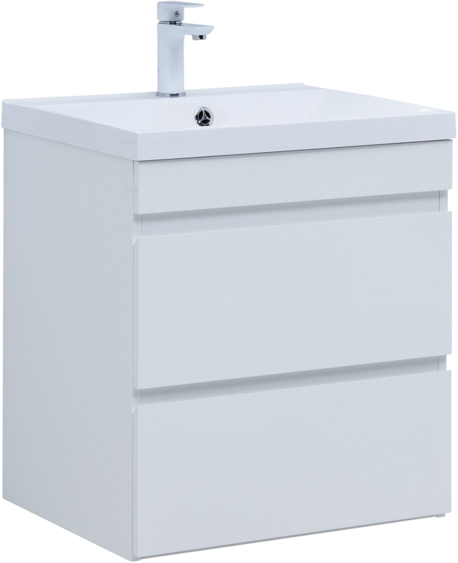 Тумба под раковину без столешницы Aquanet Нота new 60 подвесная, белая глянцевая